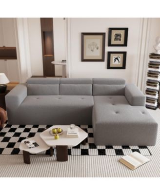 109" Modern Modular Sectional Sofa, Teddy Fabric, L-Shaped Couch with Chaise