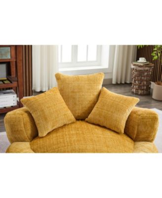 Chenille Bean Bag Chair with Filling - Indoor/Outdoor (Yellow)