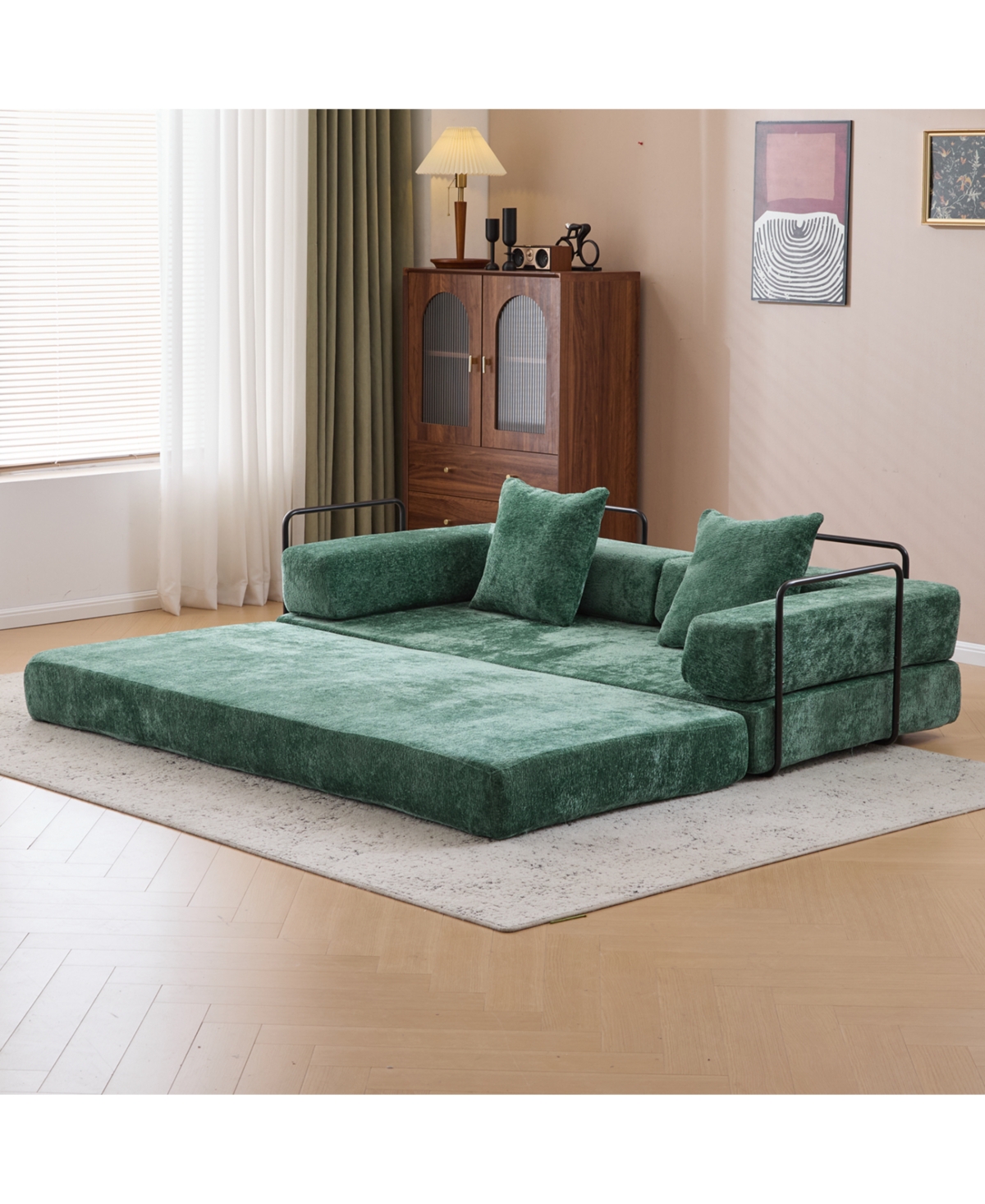 Streamdale Furniture Convertible Floor Sofa Bed with Pillow & Armrest