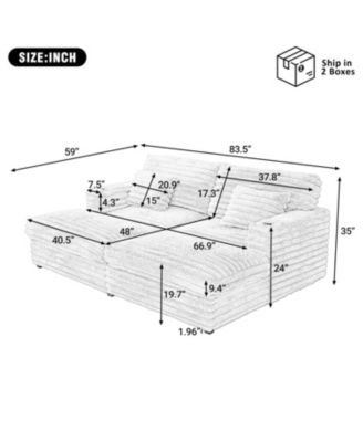 Oversized Chaise Lounge Sofa Bed with USB & Cup Holders