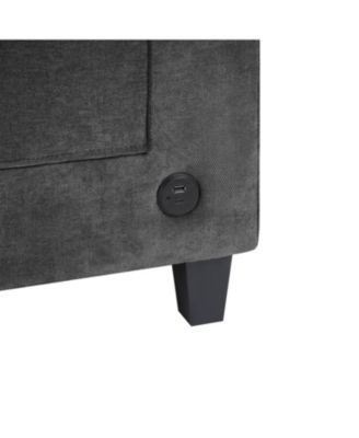 Modern U-Shaped Sectional Sofa with USB & Storage, Beige