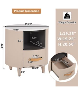 + 1 Pc. + Wood + Drawer & Shelf + Nightstand/End Table