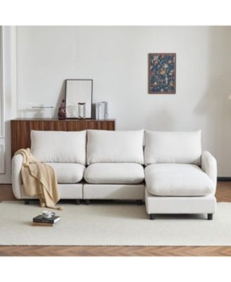 99" 4-Piece L-Shaped Modular Sectional Sofa with Ottoman