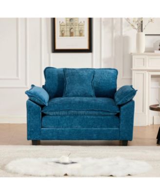  Cloud Sofa Single Seat, Modern Sectional, Chenille, Blue