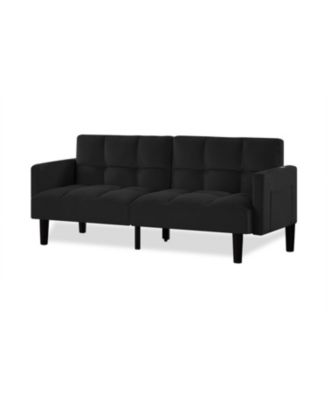 Streamdale Velvet Futon Couch Convertible Folding Sofa Bed Tufted Couch for Apartment