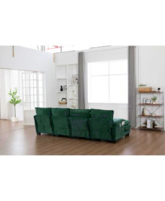 U Shaped Cloud Couch, 110" Chenille Sectional Sofa with Double Chaise