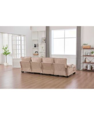 U Shaped Cloud Couch, 110" Chenille Sectional Sofa with Double Chaise