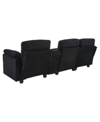 L-Shape Corduroy Sofa- 4-Seater, USB, Storage, Console & Ottoman
