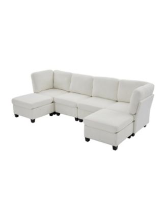  Modular Sectional Sofa- Convertible 6-Seat Couch with Chaise & Ottoman