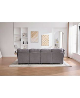 Modular Sectional Sofa- Convertible 6-Seat Couch with Chaise & Ottoman