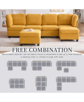 Modular Sectional Sofa- Convertible 6-Seat Couch with Chaise & Ottoman