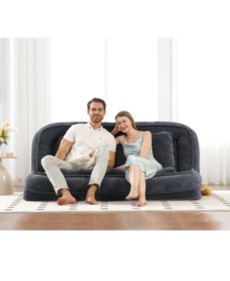 Double Dog Bed Sofa Couch, Extra Large, Adjustable, Chenille, Dark Gray