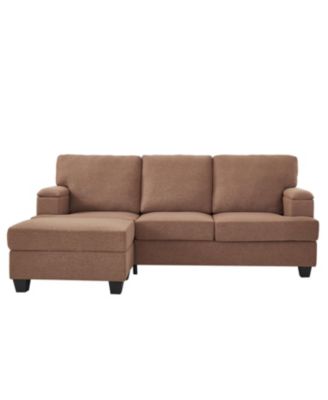 86" L-Shaped Sectional Sofa with Ottoman & Armrest Organizer - Brown