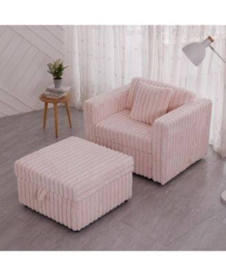 44.9" Pink Modular Sofa & Ottoman Set - Comfy & Stylish