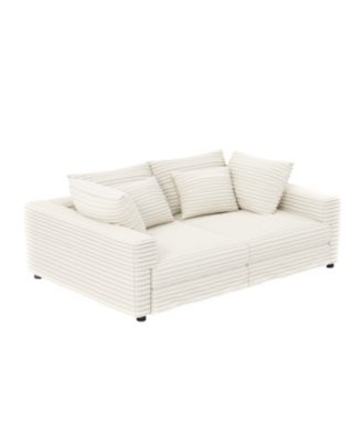  Plush Corduroy 4-Seat Sofa, Modern Comfy Cloud Couch, Deep Seat, Beige