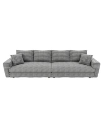 Streamdale Corduroy 4-Seat Sofa, Modern Comfy Cloud Couch with Soft Pillows, Grey