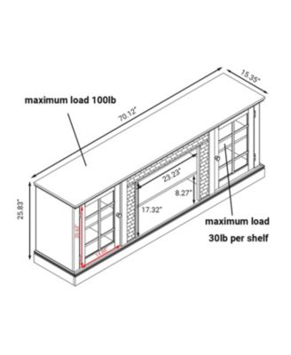 70" Modern TV Stand, Faux Stone Media Console, Cherry Entertainment Center