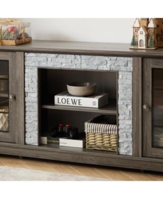 58" Modern Grey TV Stand with 2-Door Storage