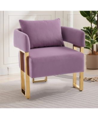 Modern Lilac Teddy Fleece Chair Gold Legs 2PCS