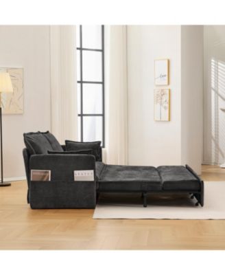 59.5" Chenille Sleeper Sofa Bed w/ Storage & USB Charging