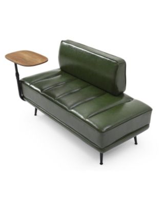  55" Green Faux Leather Bed Bench with Swivel Tray & Metal Legs