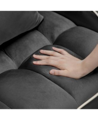 Streamdale Convertible Velvet Futon Sleeper Chair Bed w/ USB & Phone Holder (Black)