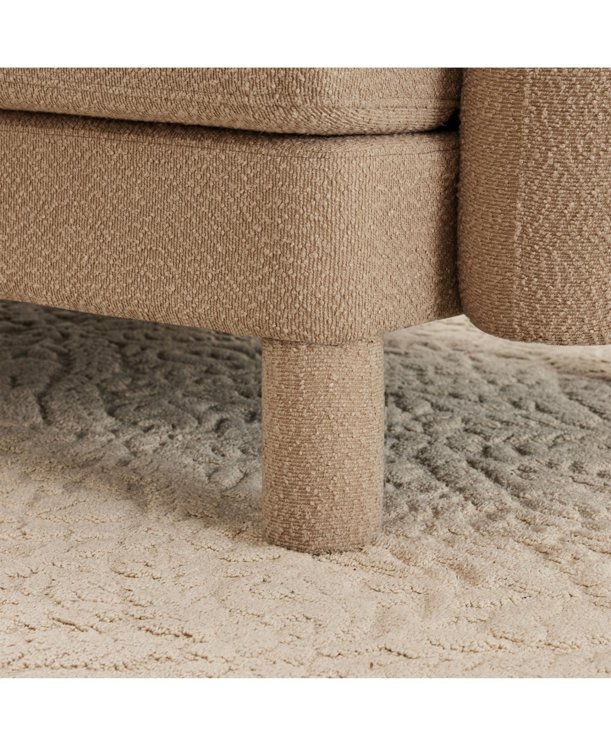 Streamdale Boucle Loveseat Sofa with Ottoman & Shell Armrests - Coffee