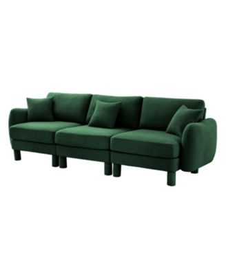 Green Boucle 3-Seater Sofa with Shell Armrests
