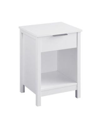 Streamdale Nightstand with Drawer & Shelf, Modern Bedside Table - Retro White