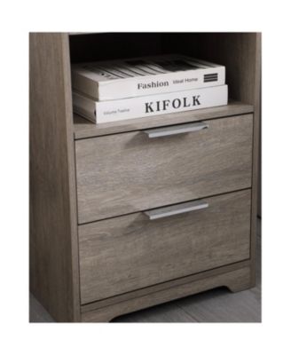  Nightstand with Charging, 2 Drawers & Shelf