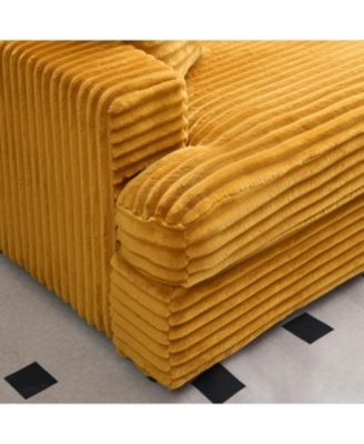  Orange Corduroy Sofa w/ Storage Legs & 4 Pillows