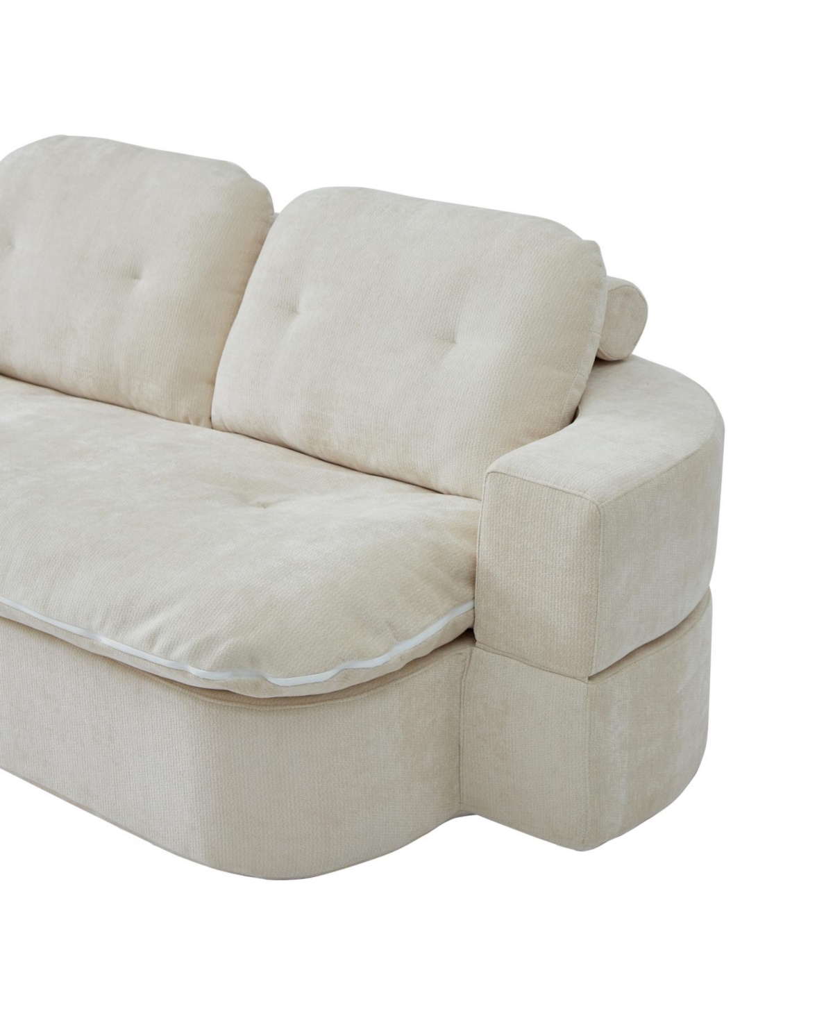 Streamdale Furniture Convertible Chenille Floor Sofa Bed with Pillows & Quilt