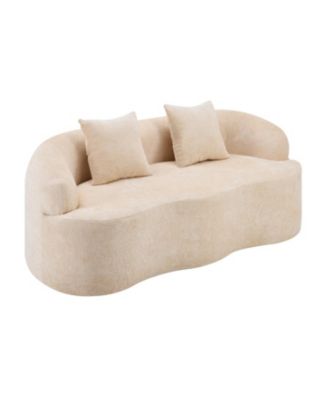 Curved Loveseat Sofa, Small Space Couch with 2 Pillows