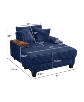 Streamdale Corduroy Sofa Bed with Ottoman, Bluetooth, USB, Rotating Table