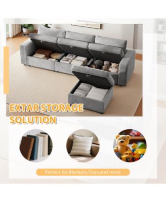 + Oversized Sectional with Ottoman + Velvet + Removable Pillows + Sofa