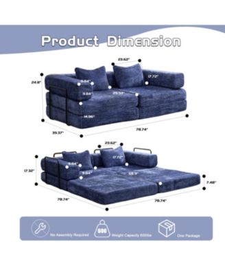 Compression Convertible Floor Sofa Bed Dark Blue