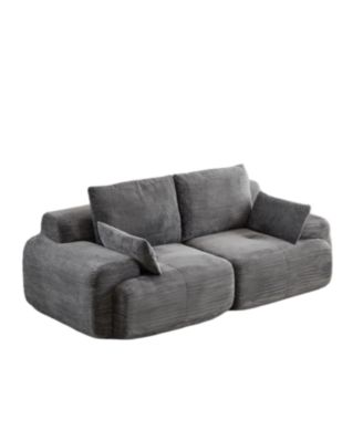 Modern Memory Foam 2-Seater Corduroy Sectional Sofa - Grey