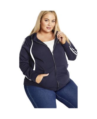Women's Plus Size Side Stripe Zip Hoodie