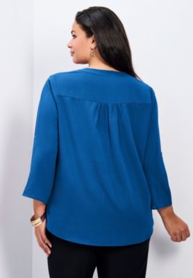 Women's Hailey Zip Front Pintuck Blouse