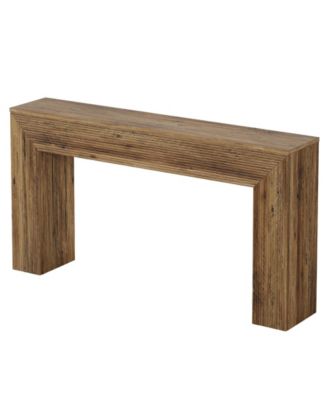 63" Console Table, Rustic Fluted Long Sofa Table Behind Couch for Entryway, Living Room, Hallway, Foyer, Brown
