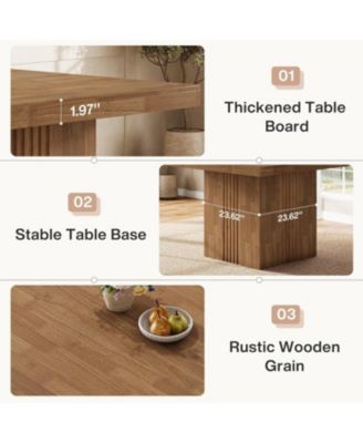 39-Inch Square Dining Table for 4, Farmhouse Kitchen Dinner Table with Fluted Pedestal Base