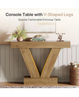 41.3" Console Table, Behind Couch Sofa Entryway Table with V-Shaped Legs, Natural