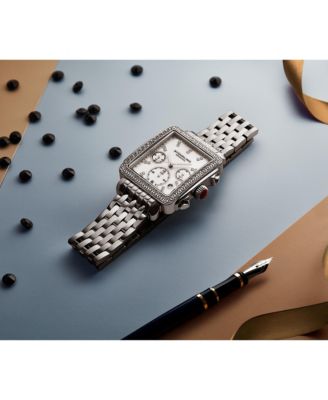 Womens 4083 Bezel Chronograph Watch with Mother of Pearl Dial and Silver Bracelet Watches