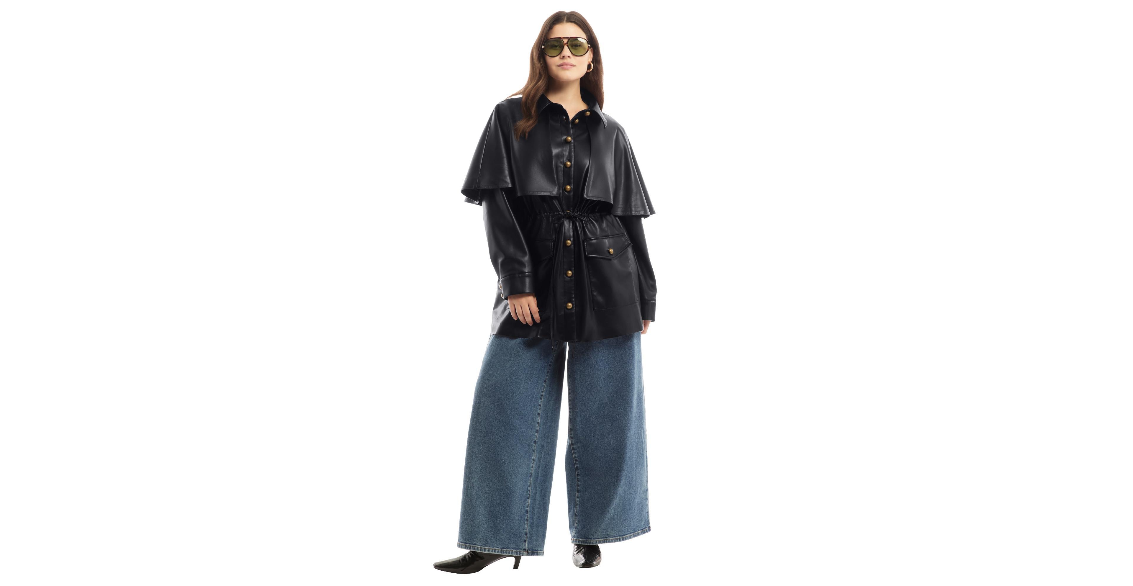 June & Vie Women's and Faux Leather Cape Jacket