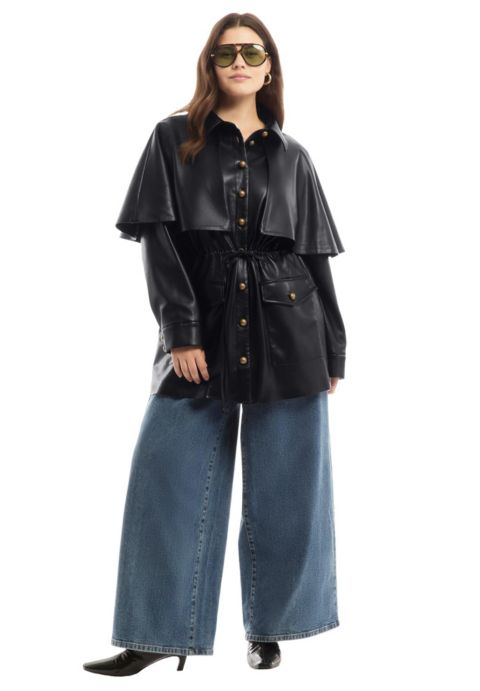 Женские куртки June & Vie June and Vie Faux Leather Cape Jacket