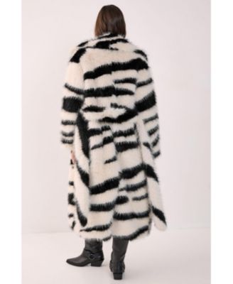 Women's Faux Fur Collared Longline Coat