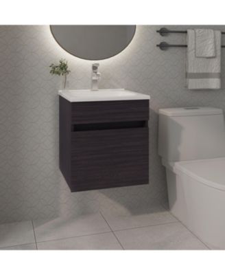 Belle Bathroom Floating Vanity with Sink, 1 Door, Wengue