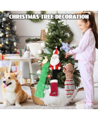 4 Pack Tag & Tug Christmas Dog Toys, No Stuffing Santa, Ginger Man, Christmas Tree & Stuffed Snowflake Tough Dog Toys