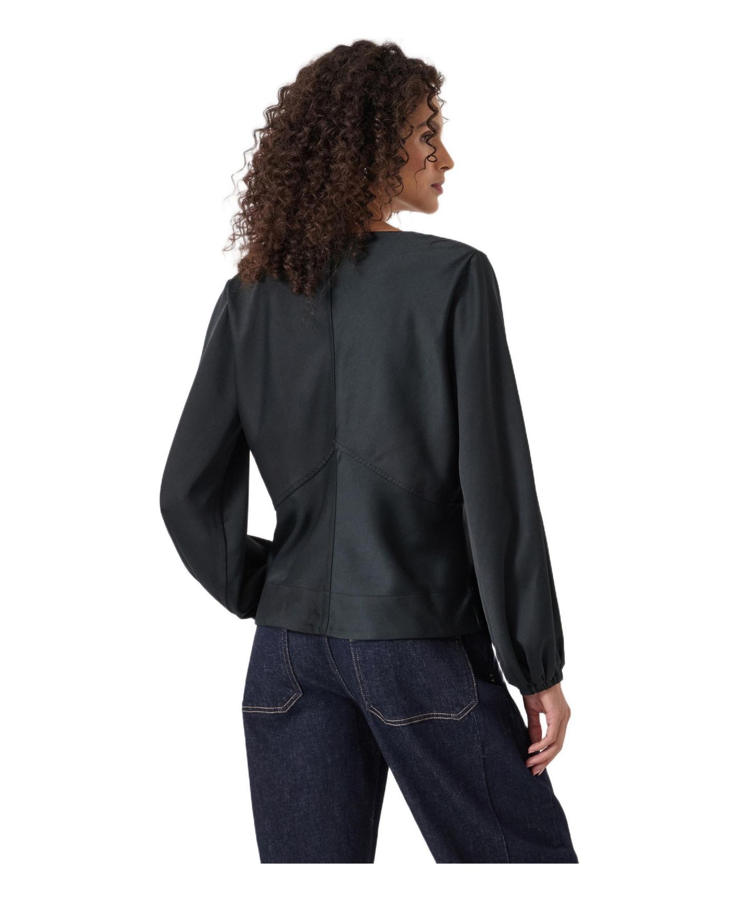 Женский топ Hush Grace Satin Long Sleeve, цвет: Чёрный — фото 3