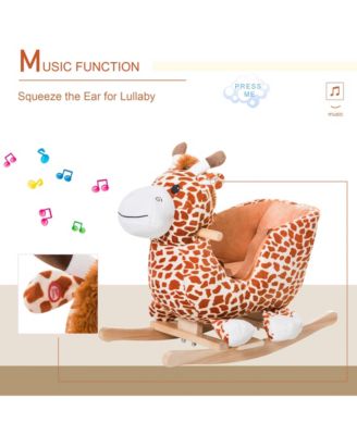 Baby Rocking Horse, Plush Animal Rocker w/ Realistic Sound, Pedals